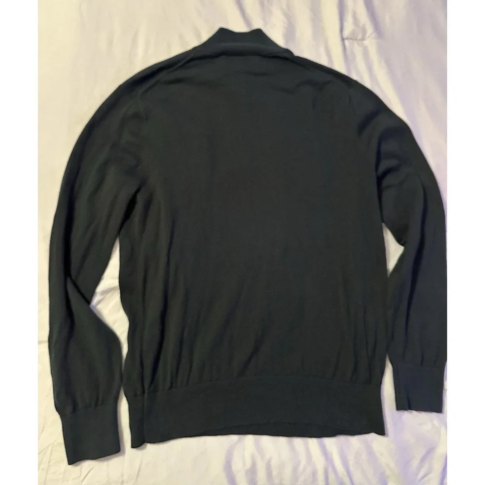 Banana Republic Men's Black Cotton‎ Mock Neck Sweater L Zip Pockets Grandpacore